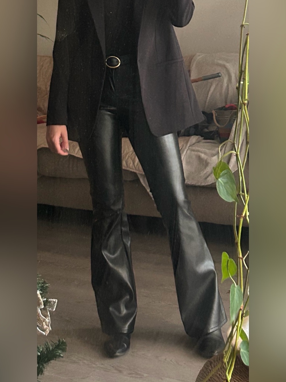 Dollhouse Faux Leather Black Flared Pants - Women Size 00